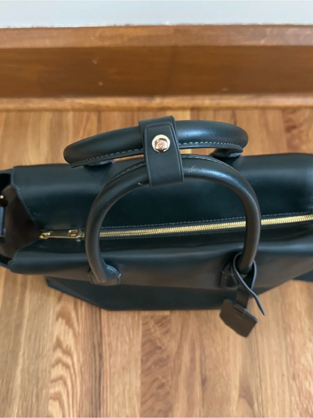 J. Crew Hunter Green Leather Satchel with Top Handles and Crossbody Strap